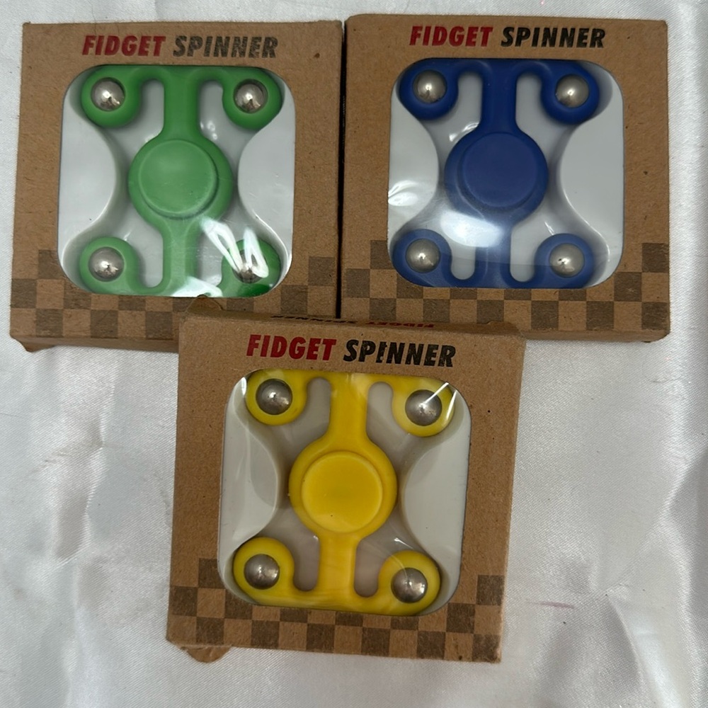 Fidget Spinner 3 Pack ADHD Stress Relief Toys Heavier Spin Color Sensory Toy New
